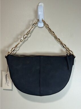 Universal Thread Black Half-Moon Shoulder Bag with Gold Chain